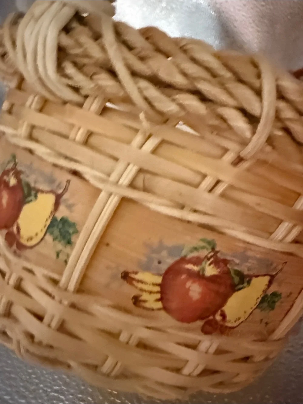 Wicker Fruit Accent Basket with Ceramic Handles